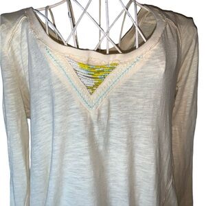 FREE PEOPLE BOHEMIAN AZTEC LONG SLEEVE LIGHTWEIGHT WOMENS TOP